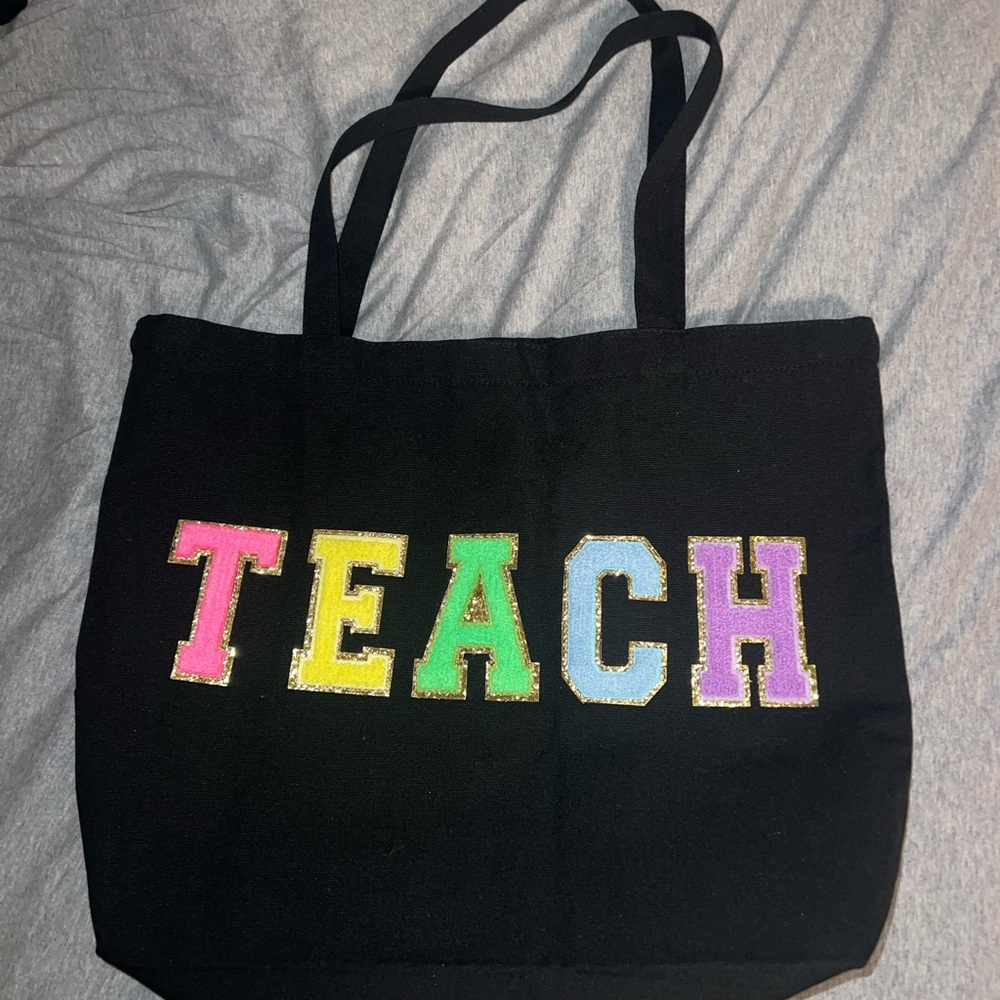 Colorful 'TEACH' Black Tote Bag